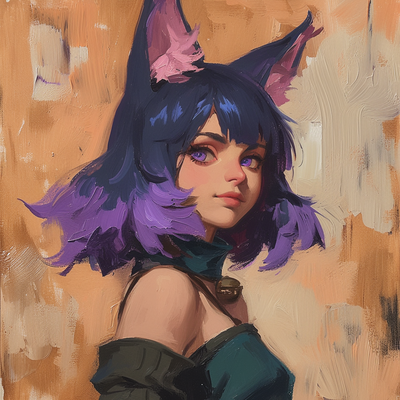 oil painting of a catgirl --niji 6