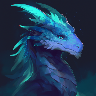 headshot of a bioluminescent dragon, fantasy --niji 6