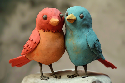 claymation birds, cute, partners --ar 3:2 --v 6.0