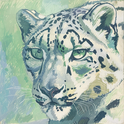 a portrait of a snow leopard --sref 3387738596 --sw 75 --p v4gkyac --v 6.0